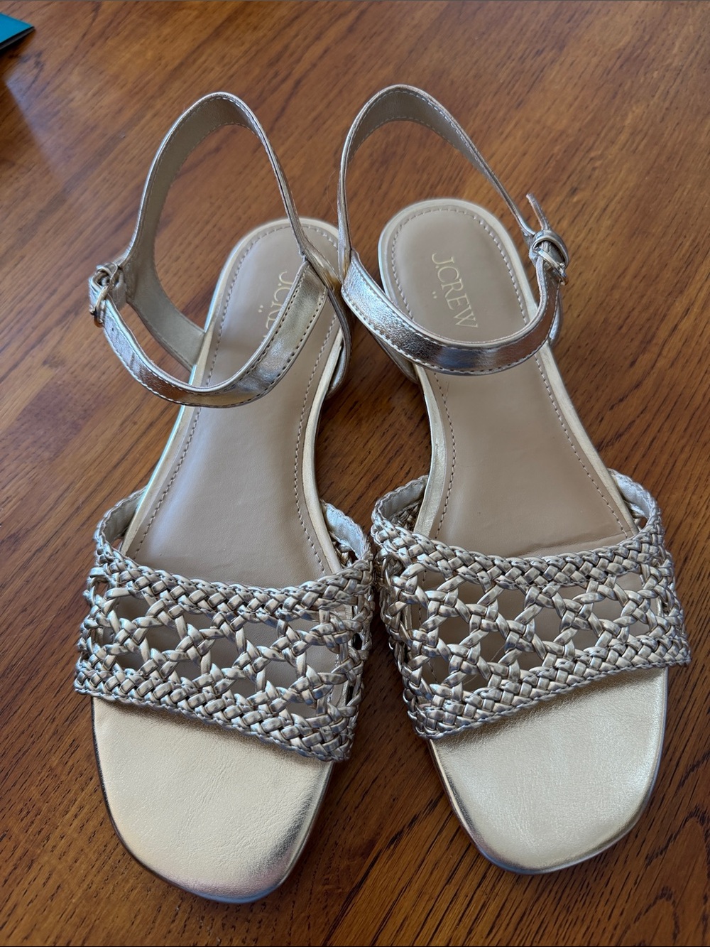 J. Crew Metallic Gold Braided Strap Sandals
